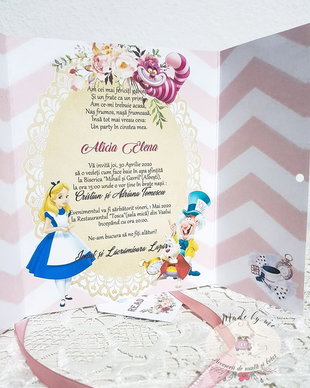 Invitatie botez Alice in Tara Minunilor