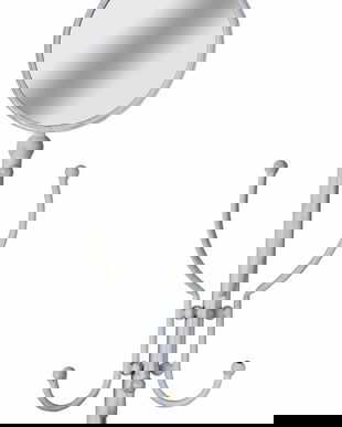 Cuier cu oglinda din metal alb antichizat