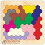Puzzle lemn hexagon colorat