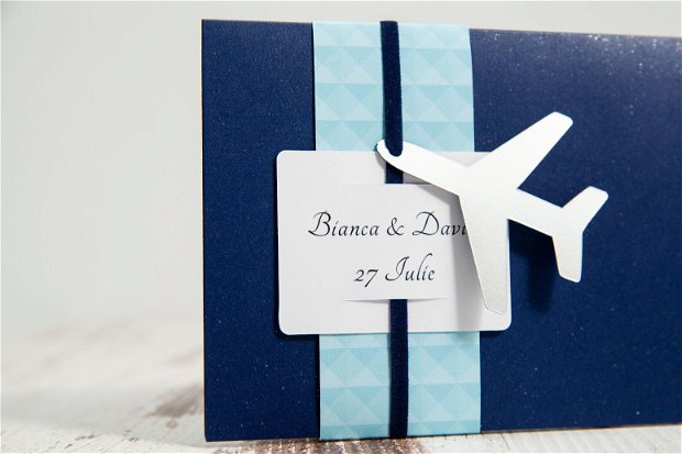 Invitatie nunta - model bilet de avion