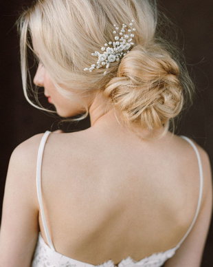 MARIZA *Accesoriu de par mireasa cu cristale si perle, Pieptan mireasa cu perle
