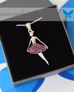 Colier Balerina / Dansatoare / Argint 925/ Swarovski Amethyst
