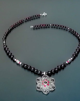 Colier granat, coral