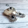 Pandantiv chandelier 2 piese, cabochon negru 28x18mm SALAK-T 074