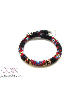 Colier handmade, crosetat cu margele de nisip -  Ethnic Style