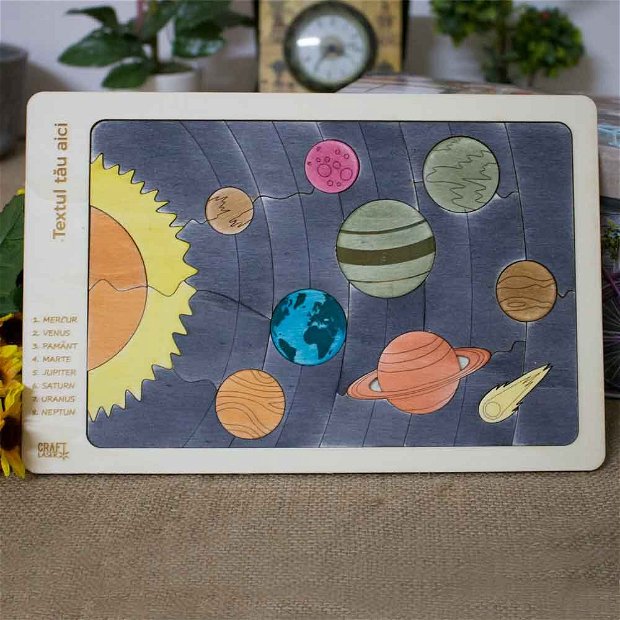 Puzzle Educativ Pentru Copii , Din Lemn, Planete Ale Sistemului Solar