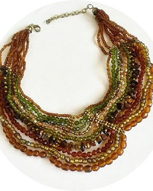 colan - chocker multisir oliv si maro auriu antic