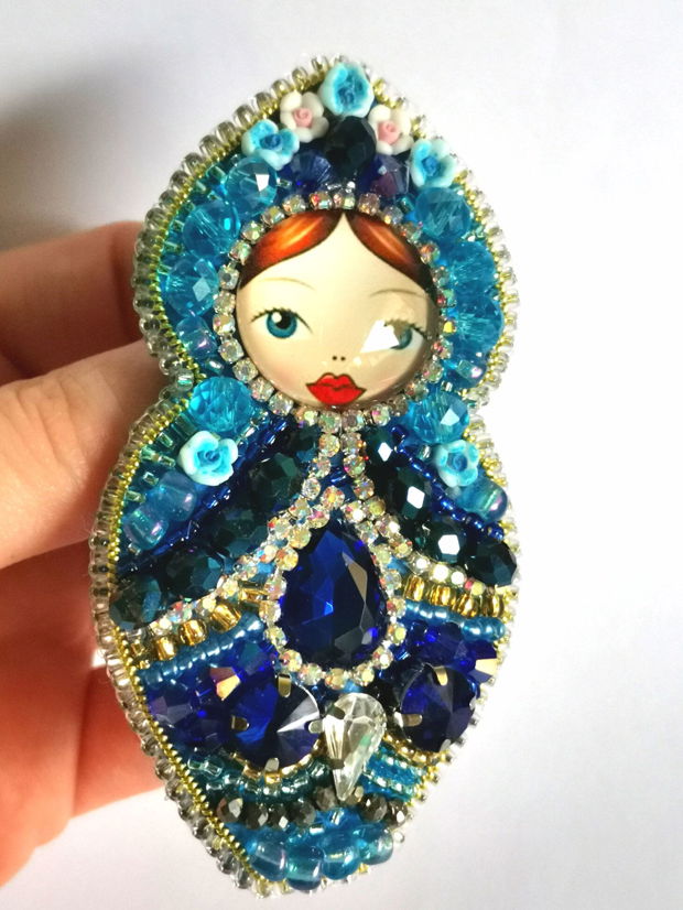 Brosa - Matryoshka Romantic Blue Flowers