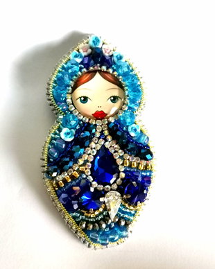 Brosa - Matryoshka Romantic Blue Flowers