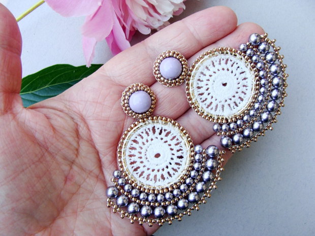Cercei statement cu perle Swarovski