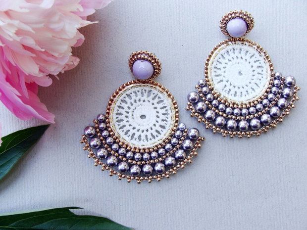 Cercei statement cu perle Swarovski