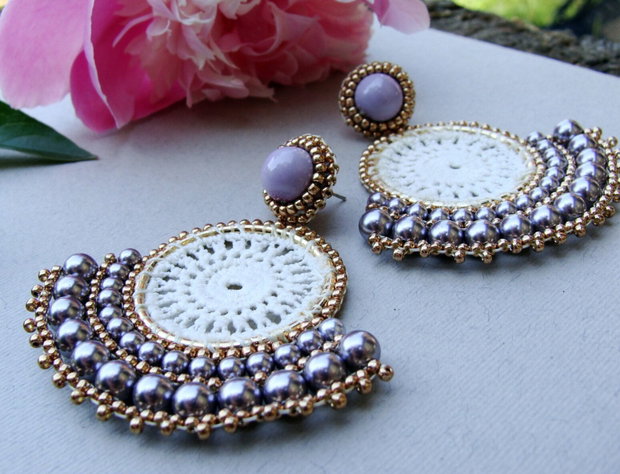Cercei statement cu perle Swarovski
