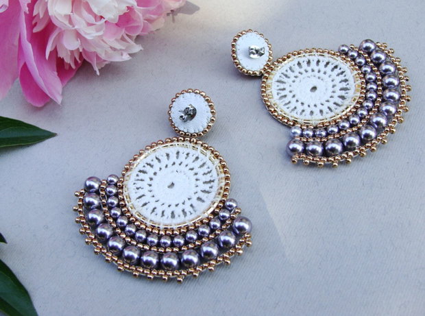Cercei statement cu perle Swarovski