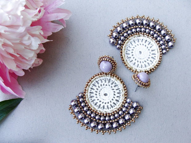 Cercei statement cu perle Swarovski