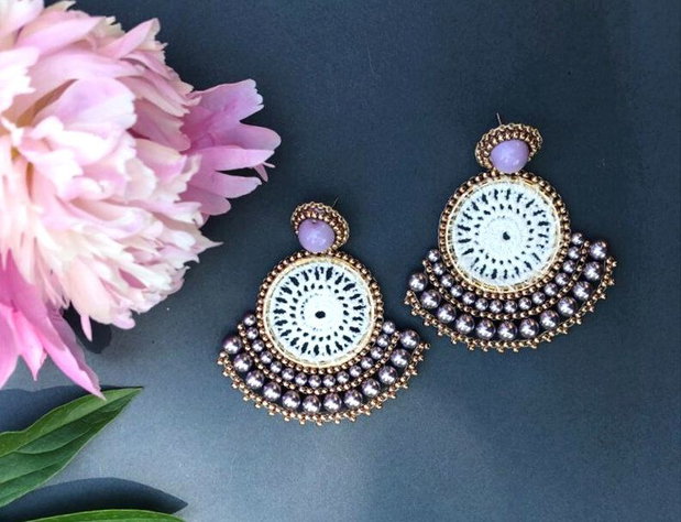 Cercei statement cu perle Swarovski