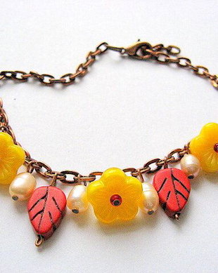 bratara howlite perle naturale si sticla  18789