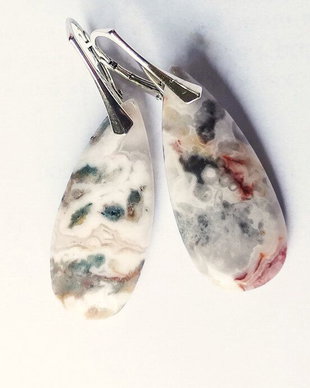Cercei agate crazy lace si argint