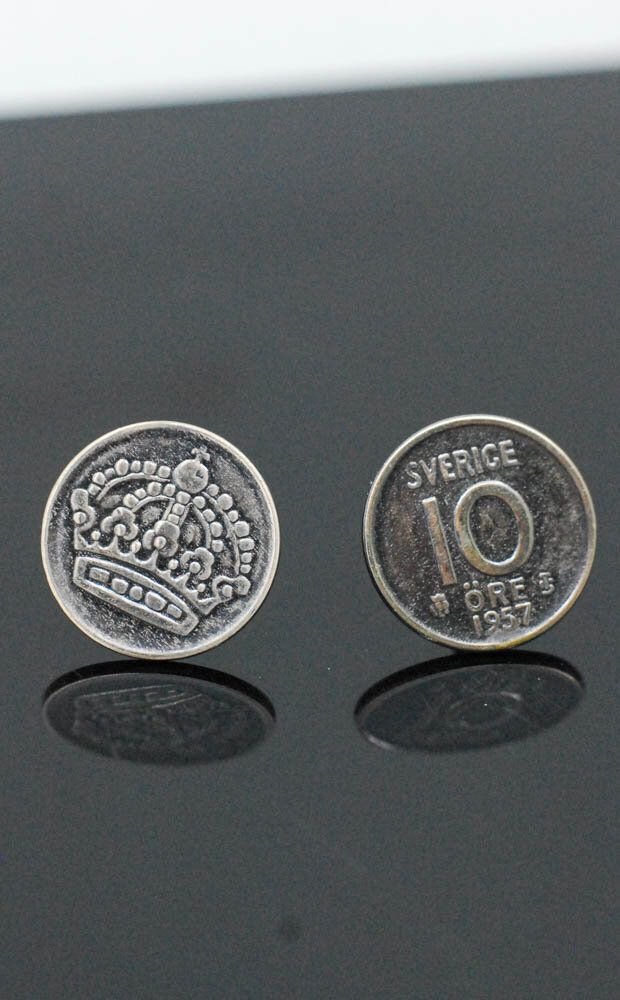 Cercei  din argint, din moneda sixpence, din colectia Reversul monedei