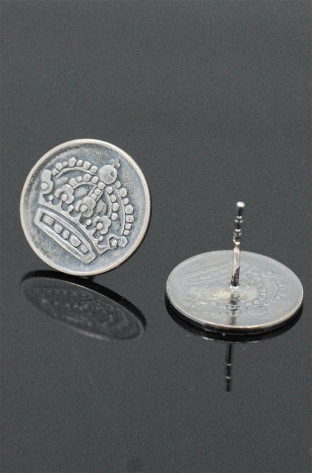 Cercei  din argint, din moneda sixpence, din colectia Reversul monedei