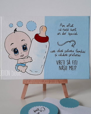 Placuta cadou cerut nasii personalizat pictat manual baietel
