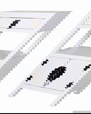 Noptiera exotica din lemn masiv alb