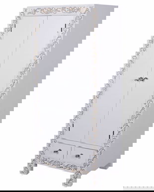 Dulap exotic din lemn masiv alb cu decoratiuni aurii