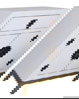 Noptiera exotica din lemn masiv alb