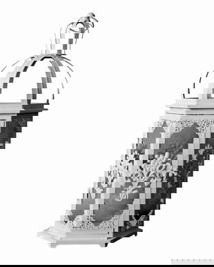 Felinar din metal antichizat alb