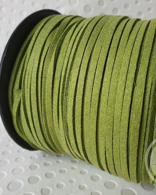 Snur suede verde cu sclipici, 3mm
