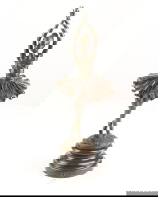 Balerina-statueta din bronz pe un soclu din marmura