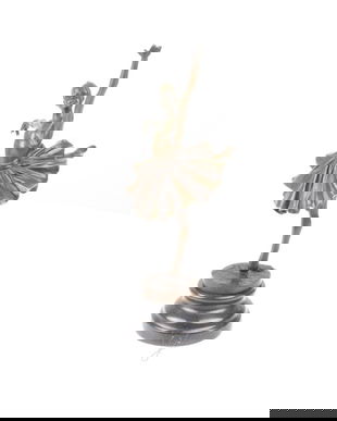 Balerina-statueta din bronz pe un soclu din marmura