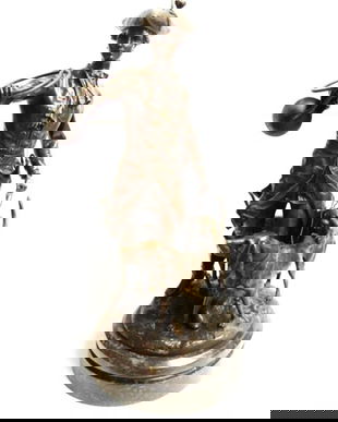 Louis XV- lea cu ogarul-statueta din bronz pe un soclu din marmura