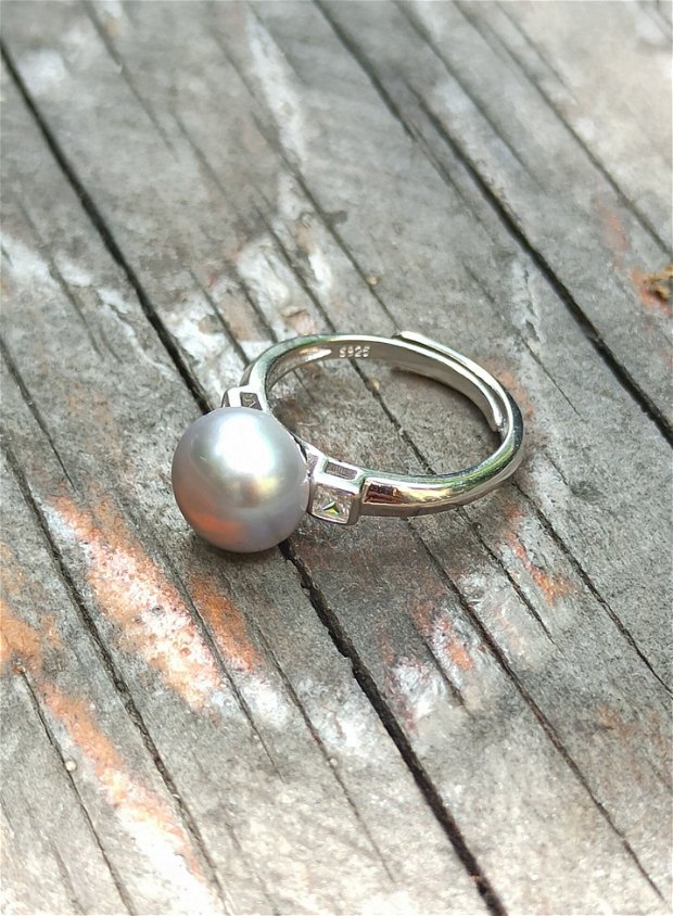 Inel din Argint 925 cu zirconii si perla naturala