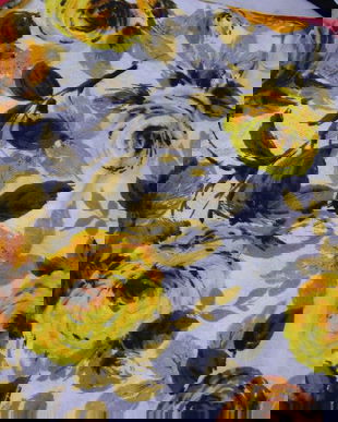 Tesatura groasa  imprimeu floral  bumbac