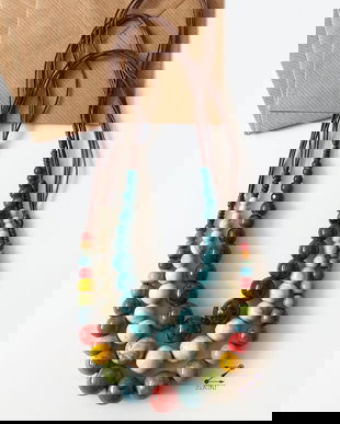Colier margele ceramice, colier de vara, colier colorat, margele colorate, colier margele colorate