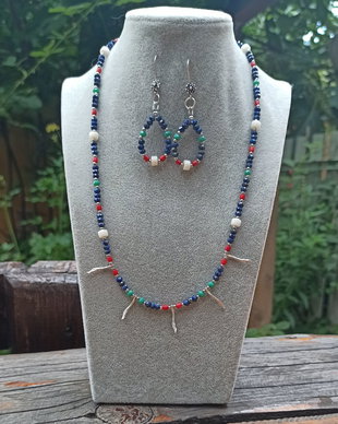 Set de bijuterii din lapis lazuli, jad, coral și argint 925