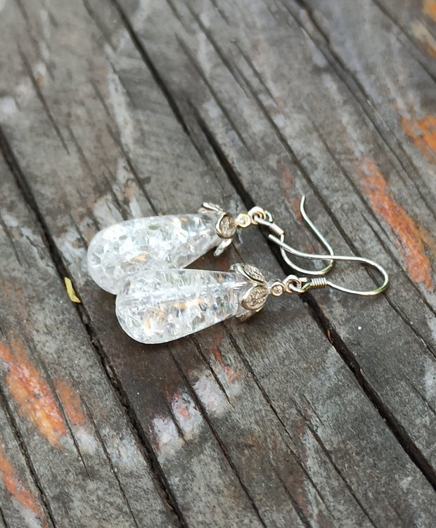 Cercei cristal de gheață și argint 925