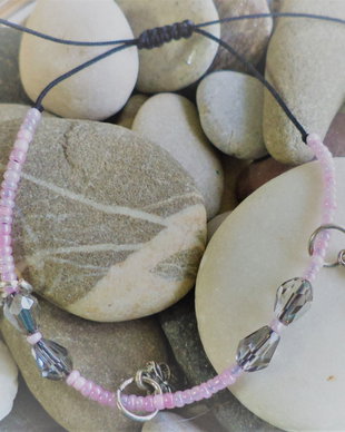 Bratara pentru glezna/bratara din margele de nisip,cristale tip swarovski si charm-uri din argint tibetan
