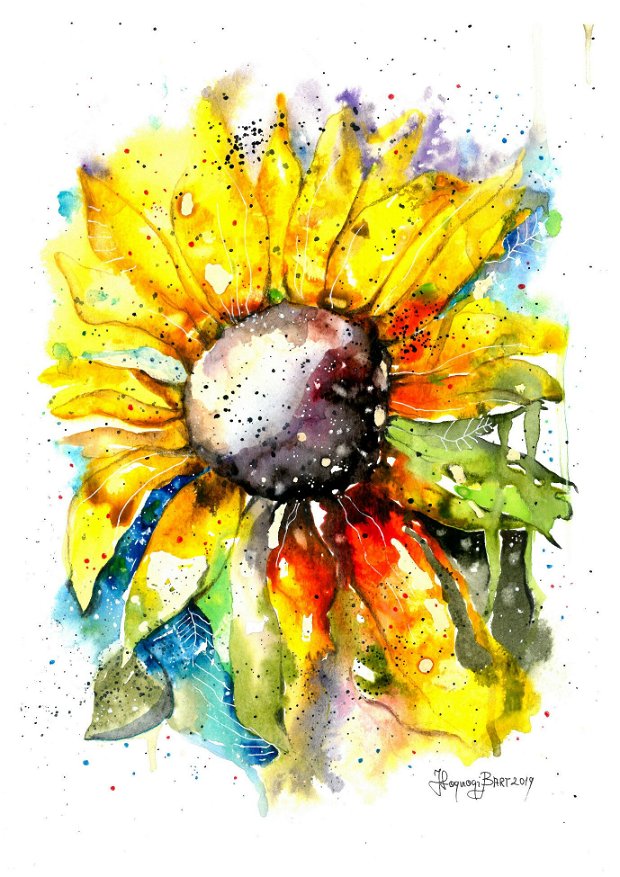 REDUCERE - Sunflower - Pictura Originala in Acuarela - Nature & Colors Collection