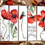 Semne de Carte - Maci, Flori, Carti, Pictura in Acuarela, Cadou Original, Carte - Nature & Colors Collection