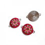 Link rotund cu motive etno, emailat , fucsia 20x27mm  SALAK-T 123
