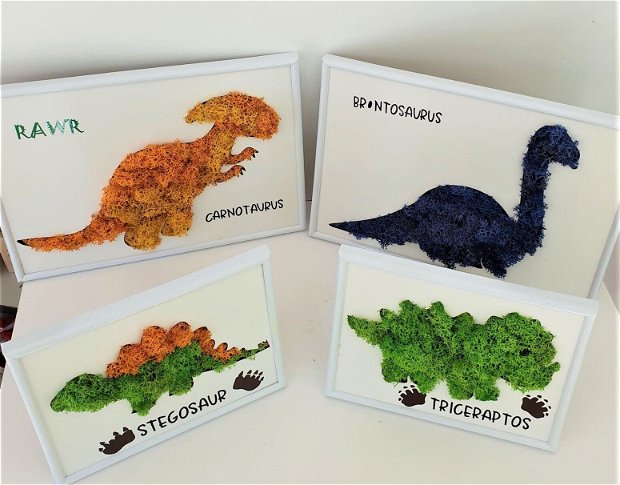 Set tablouri cu licheni stabilizati - cadou Copil -dinozauri