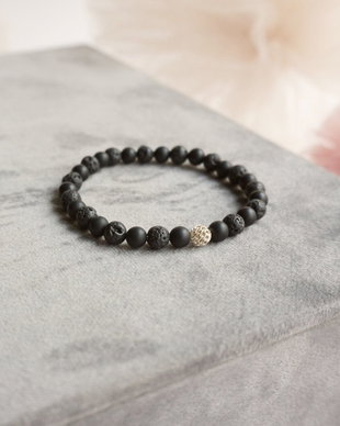 Bratara cu margele de Onix si Lava