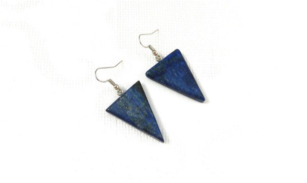 Set colier cu pandantiv şi cercei din triunghiuri de lapis lazuli