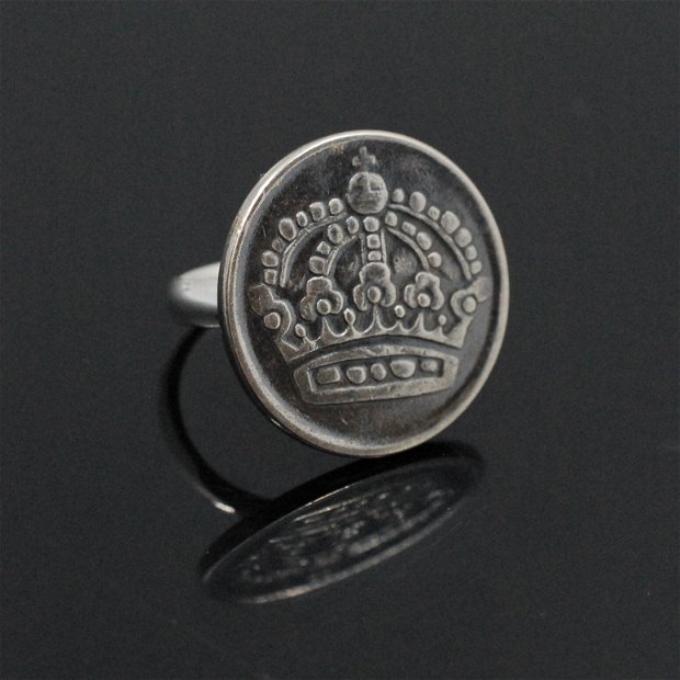 Inel din argint, din moneda SVERIGE 50 ORE, din colectia Reversul monedei