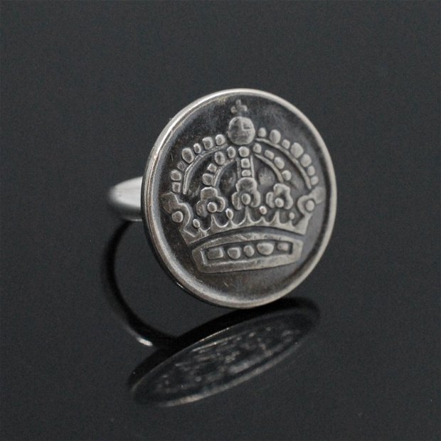 Inel din argint, din moneda SVERIGE 50 ORE, din colectia Reversul monedei