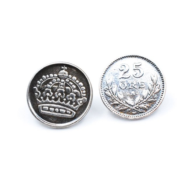 Cercei  din argint, din monede argint Suedia 25 ORE, din colectia Reversul monedei
