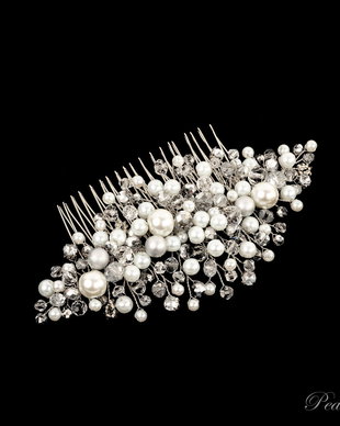 Pieptene par mireasa handmade argintiu Silver Stardust