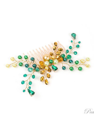 Accesoriu par verde handmade Pieptene Green Terra