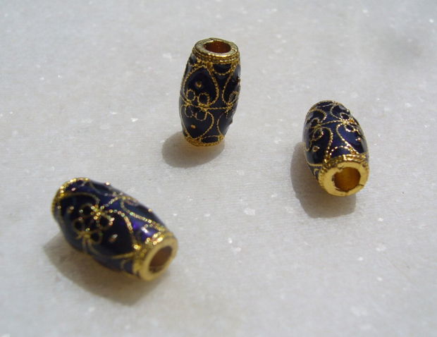 Tub emailat mov inchis tip cloisonne aprox 7x13 mm